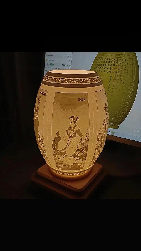 四大美女壁画装饰灯！AI生成设计+3D打印