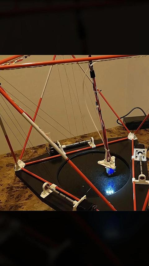 极简绳驱3D打印机 可拆卸等长连杆八面体框架结构
